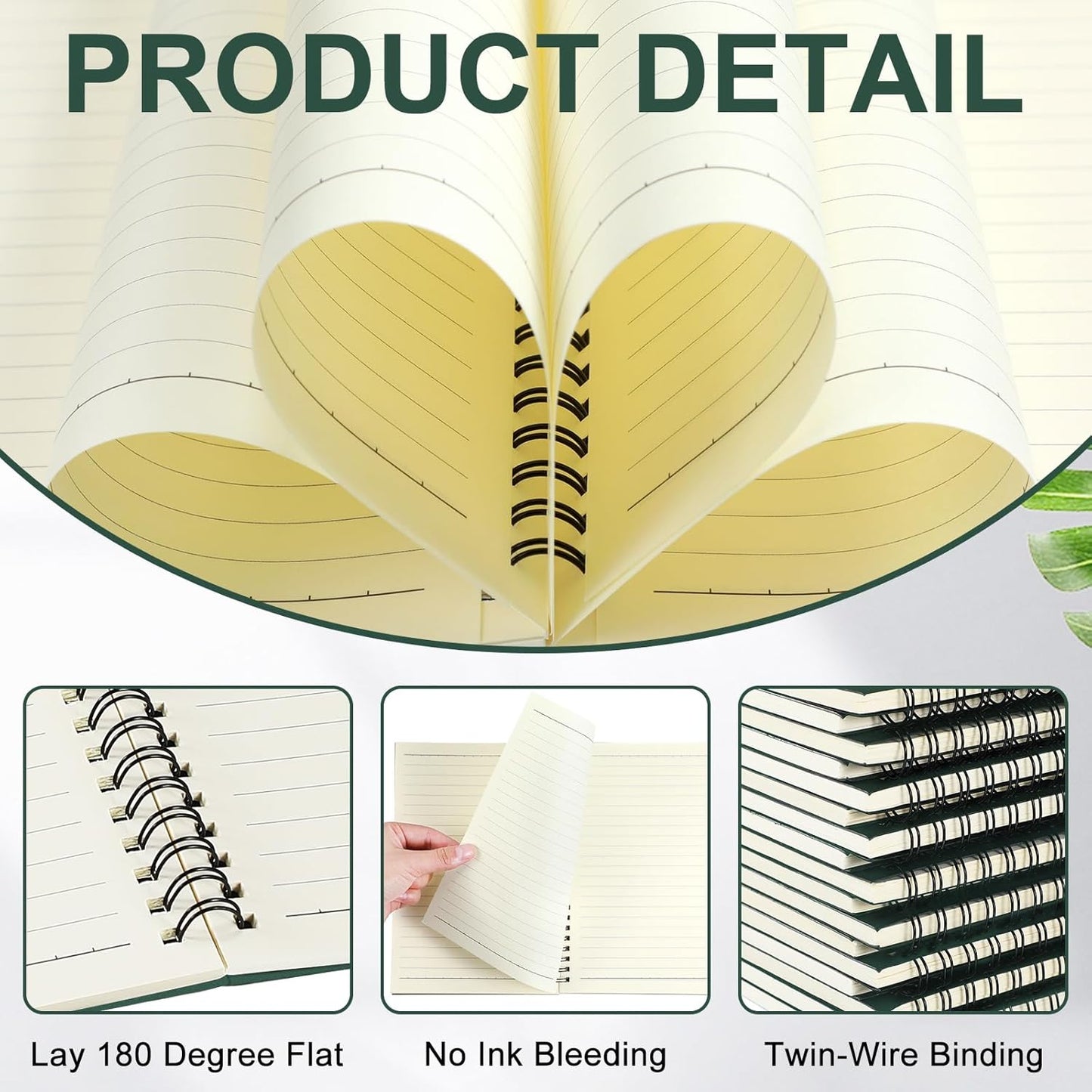 Yahenda 72 Pcs Spiral Notebook Bulk A5 Journal Lined 8.3'' x 5.5'' Writing Composition Paper Small Notepad Subject Notebook for Students Office Business Back to School Supplies (Deep Green)
