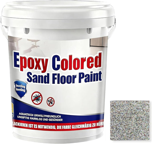 Epoxy Colored Sand Floor Paint, Epoxy Floor Paint for Concrete, High Gloss Marble Effect Coating, Waterproof Non-Slip Concrete Paints, Suitable for Indoor/Outdoor Use (Colorful,160 oz/5 kg)