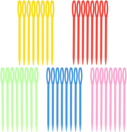 300 Piece Plastic Sewing Needle Set - Big Eye Safety Yarn & Crafting Needles - 3.54" Long - Ideal for Kids' Crochet, Darning & Handmade Projects - Random Color