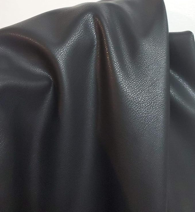 NAT Leathers | Black Thin Garment 0.6 mm Soft Faux Vegan Leather PU | 10 Yards - Image 2