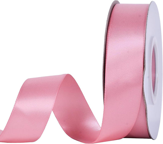 YAMA Dusty Pink Double Faced Satin Ribbon 1 Inch 25 Yards Dusty Pink Ribbon for Crafts Bows Flower Bouquet Wedding Home Decor Gift Wrapping