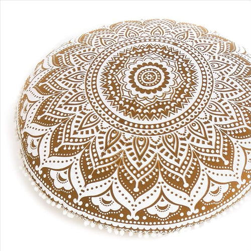 32" Brown White Floor Meditation Pillow Cushion Seating Throw Cover Hippie by EyesofIndia
