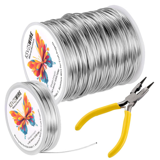 18 Gauge(1.0mm) Aluminum Wire 328 Feet(100M) KSVZS Bendable Metal Wire for Crafts, Sculpting, Armature, Jewelry Making【3-in-1】+18Gauge(1.0mm) 32.8Ft(10M)+1 Pliers(Silver)…