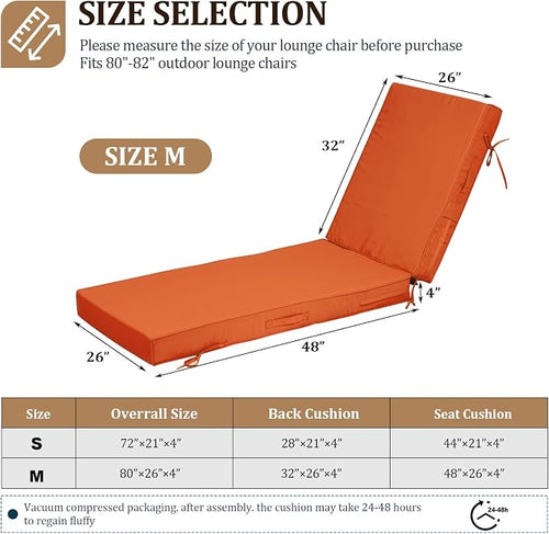 80x26x4in Lounge Cushions for Outdoor Furniture, Outdoor Lounge Chair Cushions - Image 2