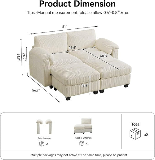 61'' Modular Loveseat Sofa - Image 2