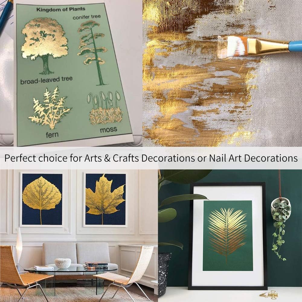 KINNO Gold Leaf Sheets - Champagne Gold Foil Paper 500 Sheets for Picture Frames, Sculpture, Handcrafts, Furniture, Arts Decoration, Gilding, Nails, Paintings, 3.15 by 3.35 Inches