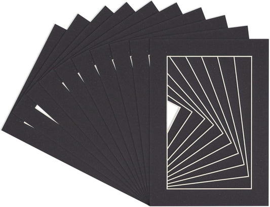 5.5x8.5 Mat for 8.5x11 Frame - Precut Mat Board Acid-Free Black 5.5x8.5 Photo Matte for a 8.5x11 Picture Frame, Premium Matboard for Family Photos, Show Kits, Art, Picture Framing, Pack of 100 Mats