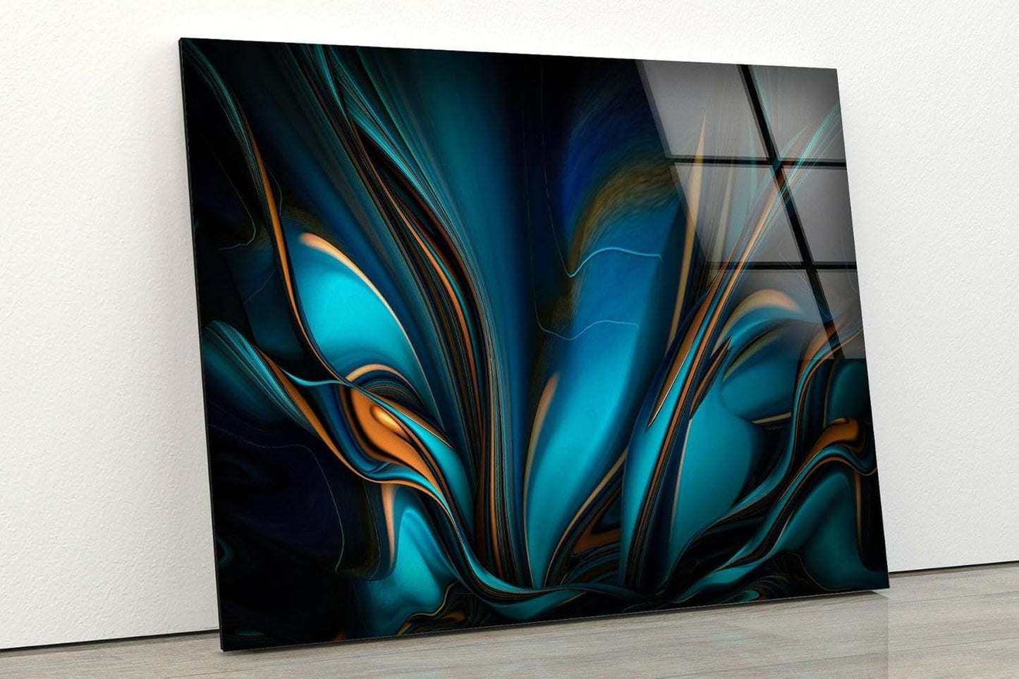 My Photostation.com 30Wx24H'' Orange & Blue Abstract Glass Wall ArtTempered Glass Printing Wall Decor Large Wall Art Wall Hangings
