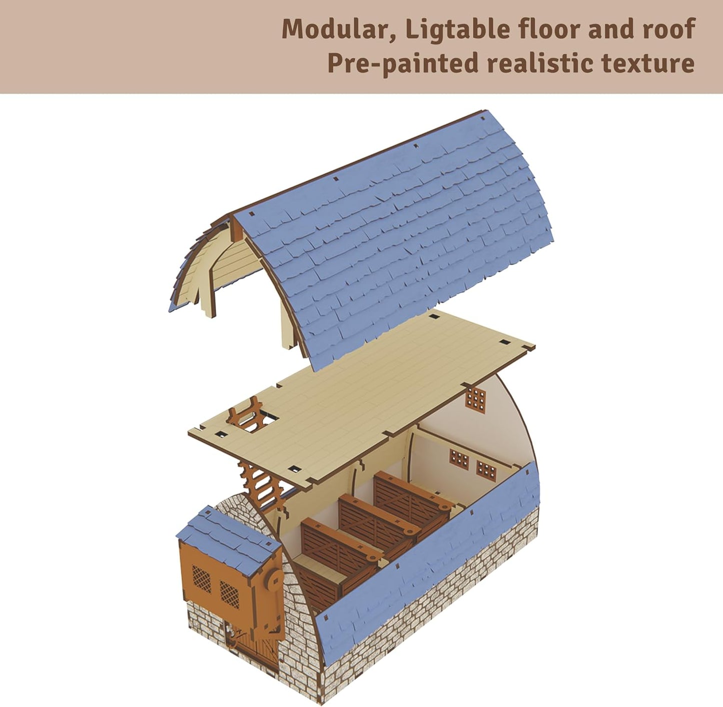 Medieval Barn (Livery) DIY Building Kit for Teens and Adults, Suitable for Playing with Family Realistic