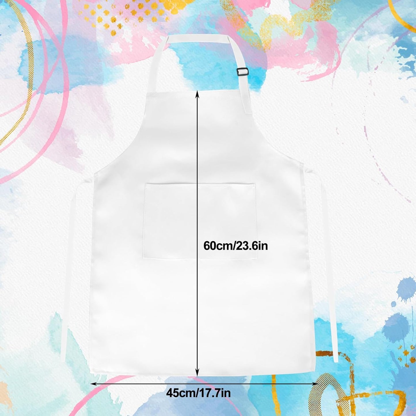 PLULON 20 Pcs Kids Apron Bulk Adjustable White Chef Apron with 2 Pockets Painting Aprons for Kids Cooking Baking Crafts (White)