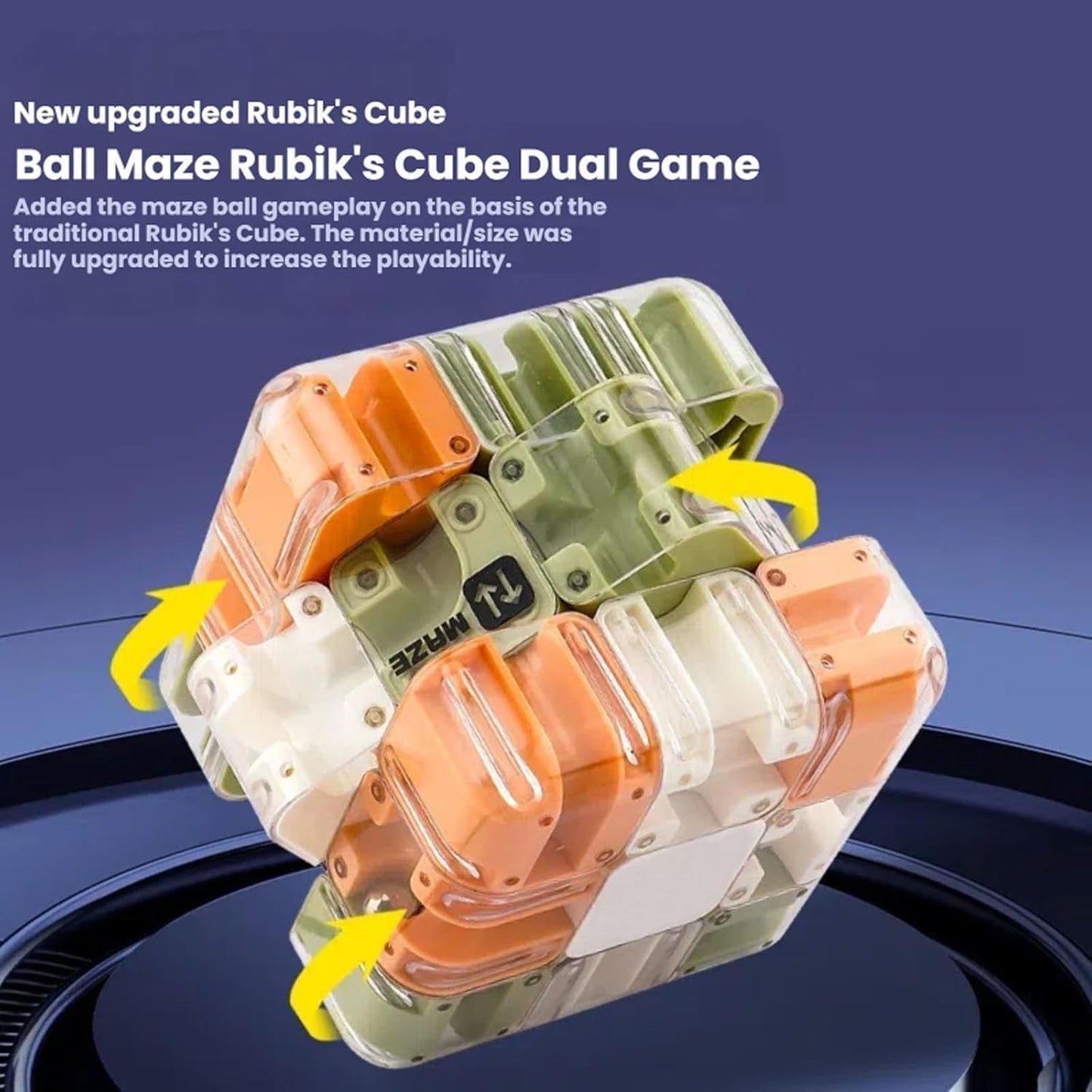 Large Labyrinth 3D Puzzle Maze Cube, 3D Magic Cube Maze Ball Puzzle, Engaging Brain Teaser Magic Cube, Handheld Fidget Game for Anxiety Relief (A-1PCS)