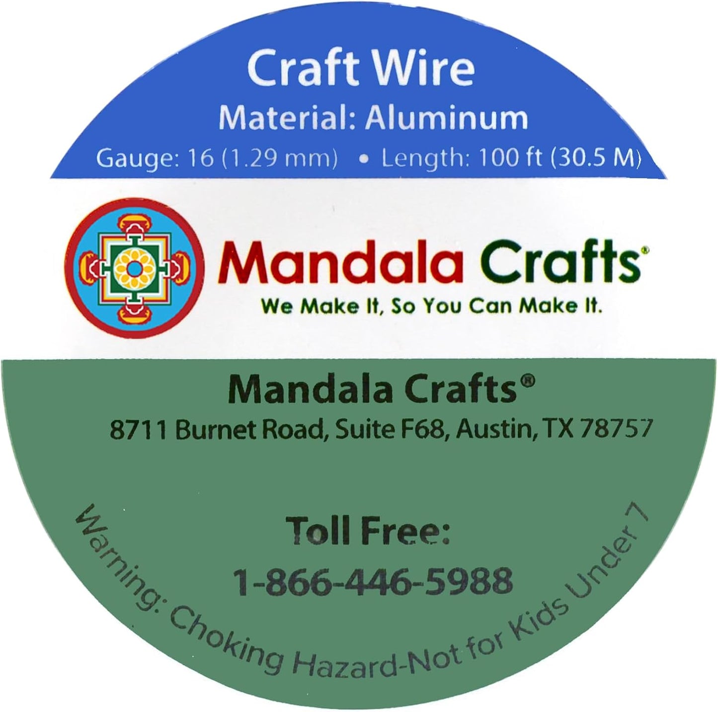 Mandala Crafts 16 Gauge Anodized Aluminum Craft Wire for Jewelry Making - 100 FT Colored Flexible Copper Tone Wire - Bendable for Bonsai Armature Crafting Sculpting