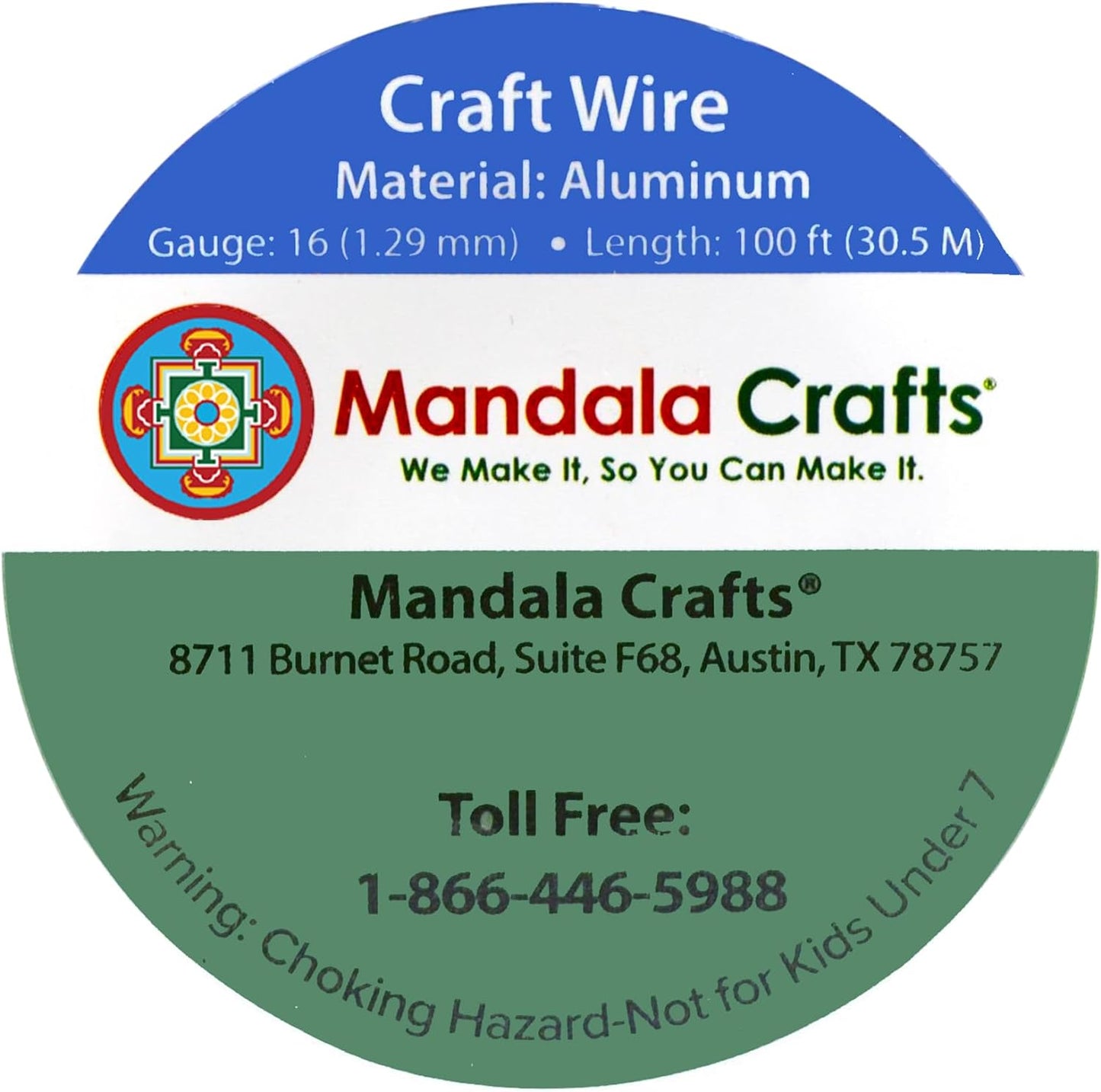 Mandala Crafts 16 Gauge Anodized Aluminum Craft Wire for Jewelry Making - 100 FT Colored Flexible Gold Tone Wire - Bendable for Bonsai Armature Crafting Sculpting