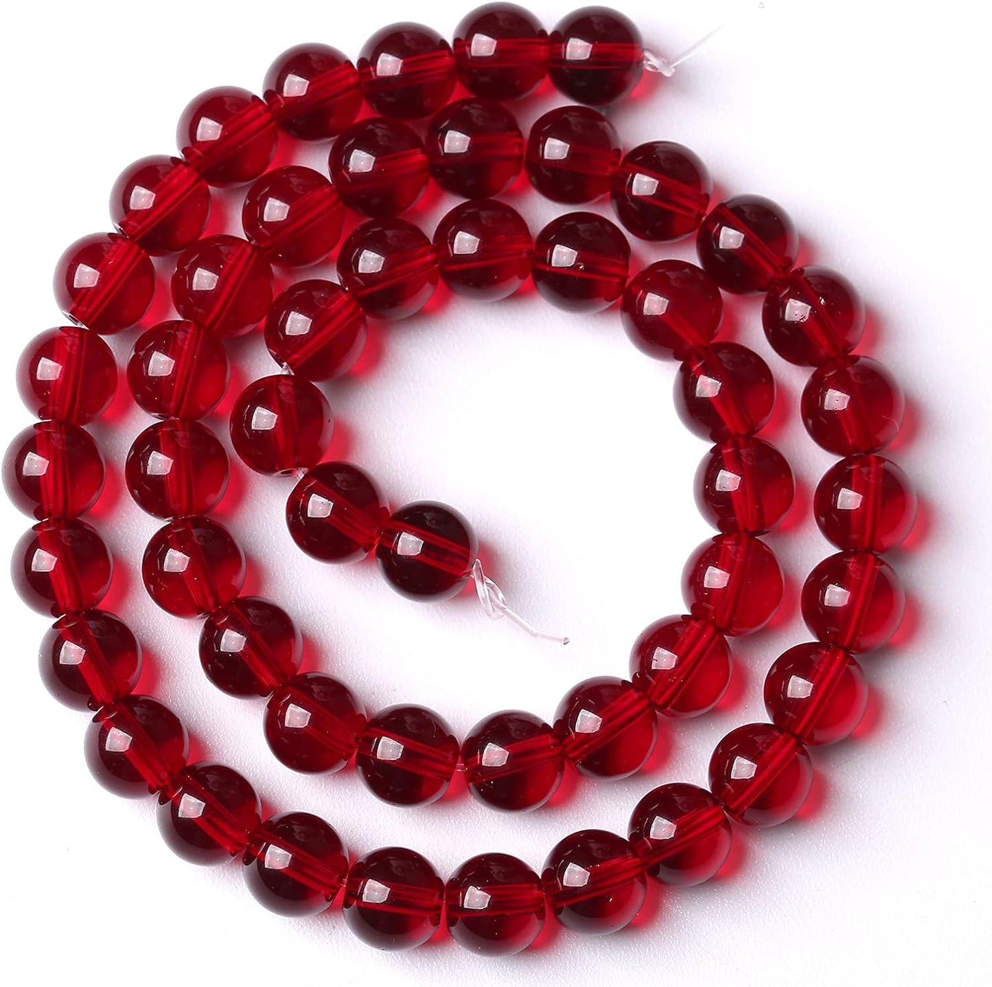 136pcs 6mm Smooth Garnet Red Glass Crystal Round Loose BeadsFor Jewelry Making DIY Bracelet Necklace Accessories 32" 2 Strand