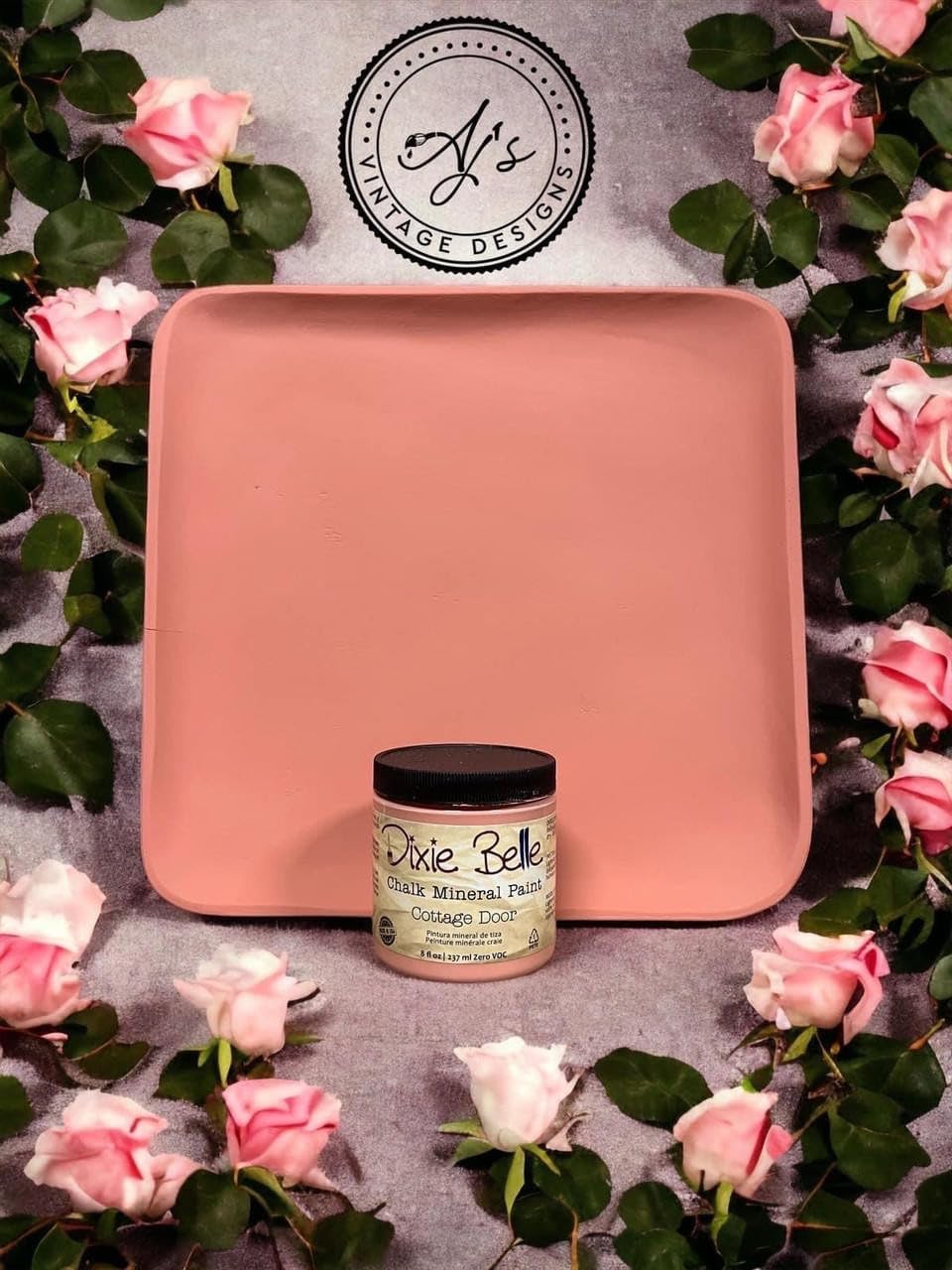 Dixie Belle Paint Company Chalk Finish Furniture Paint - Cottage Door (16oz) - Matte Dusty Coral Chic Chalk Mineral DIY Furniture Paint