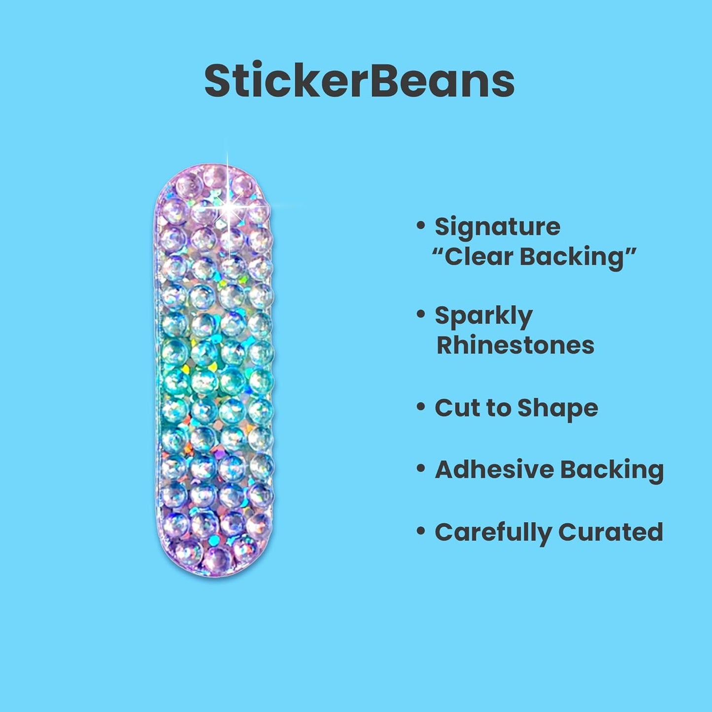 StickerBeans® Rhinestone Alphabet Letter Sticker I - Unique Sparkly Design 2” x 2” Cut-to-Shape Adhesive - Personalization, Collecting, Gifting, Scrapbooking, Decorating Laptops, Phone Cases, All Ages