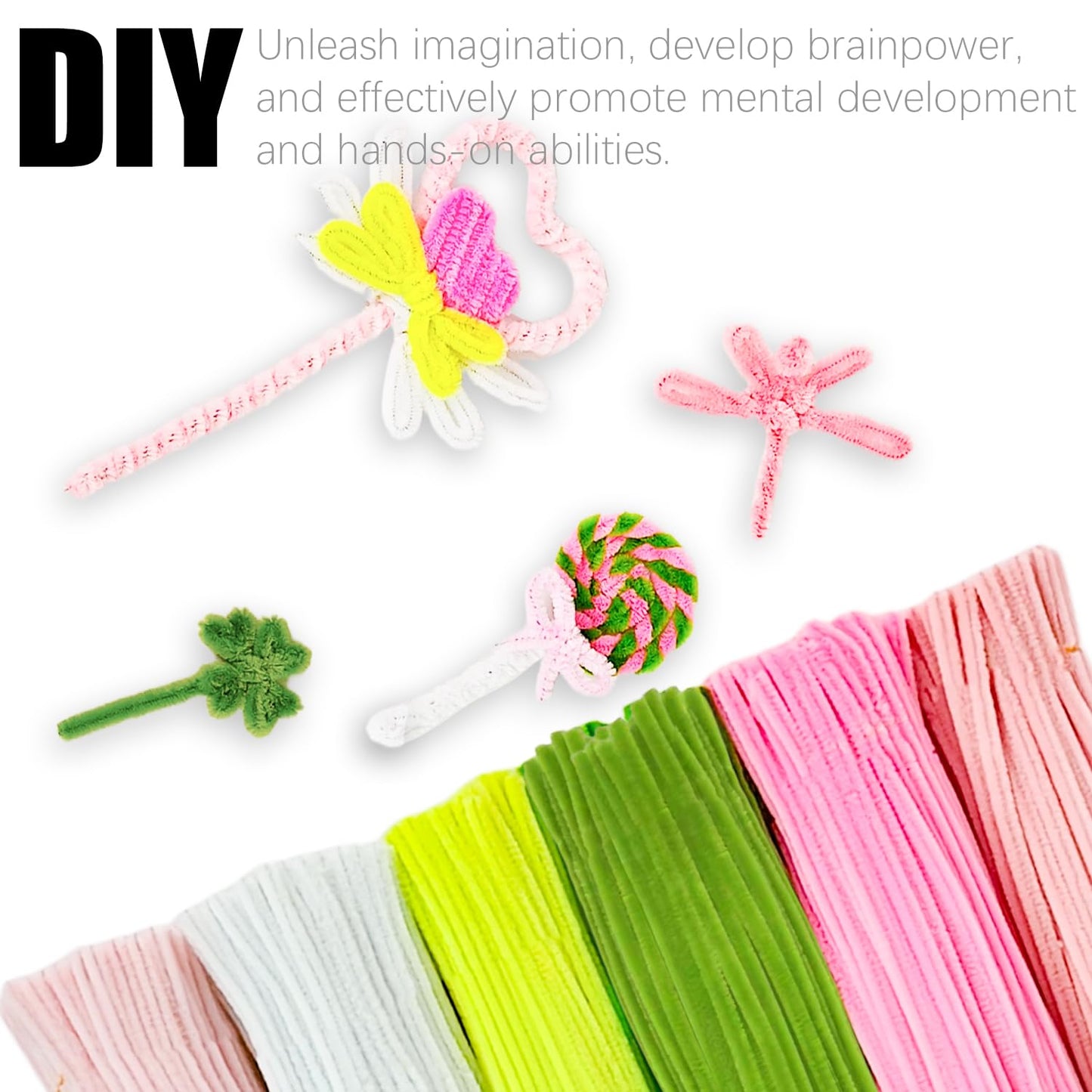 Pipe Cleaners Flowers Craft Kit,621Pcs Pastel Pipe Cleaners DIY Chenille Stems Makiflower stemsng kit with Flower Stems and Tape