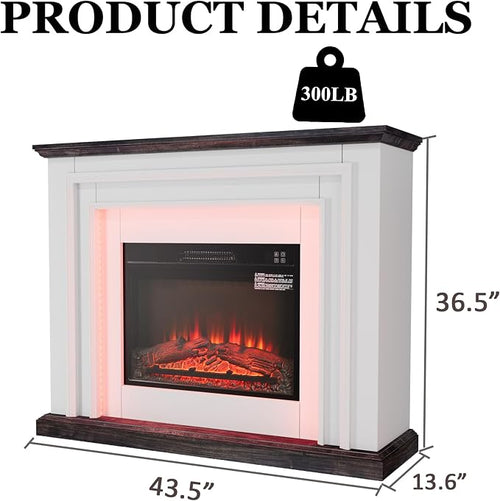 44" LED Lights Electric Fireplace - Image 2