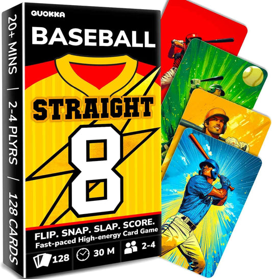 QUOKKA Baseball Fast-Paced Card Game for Kids & Adults – 128 Cards & Easy Rules – Quick & Fun Matching Game – 2-4 Players – Ages 8+ – Perfect for Family Games Night, Travel and Parties