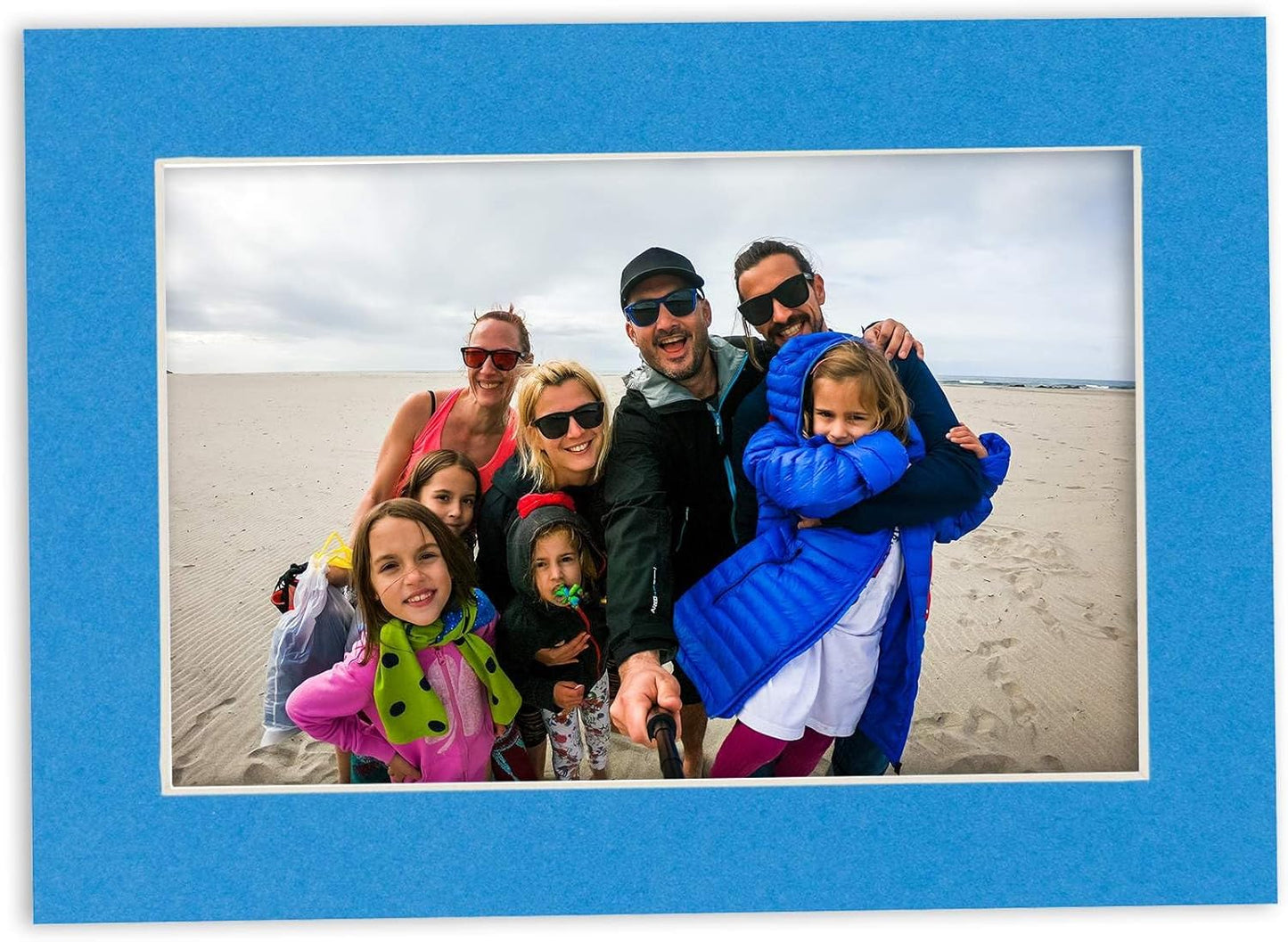 Pack of Ten Acid Free 8x10 Mats Bevel Cut for 5.5x8.5 Photos - Bay Blue Precut Matboards With Backing Boards and Self Seal Photo Mat Bags For Pictures, Photos, Framing - 4-ply Thickness