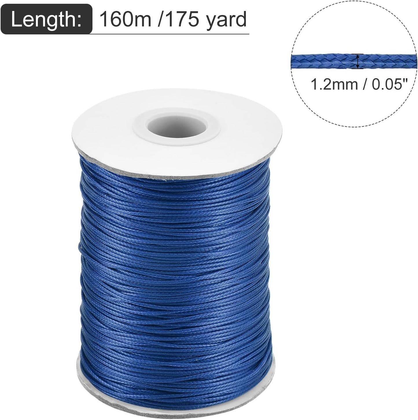 MECCANIXITY Waxed Cord 1.2mm Waxed Polyester Cord 175 Yard Wax String for Bracelet Making,Necklaces, Beading,Jewelry Making and DIY Crafts(Navy Blue)