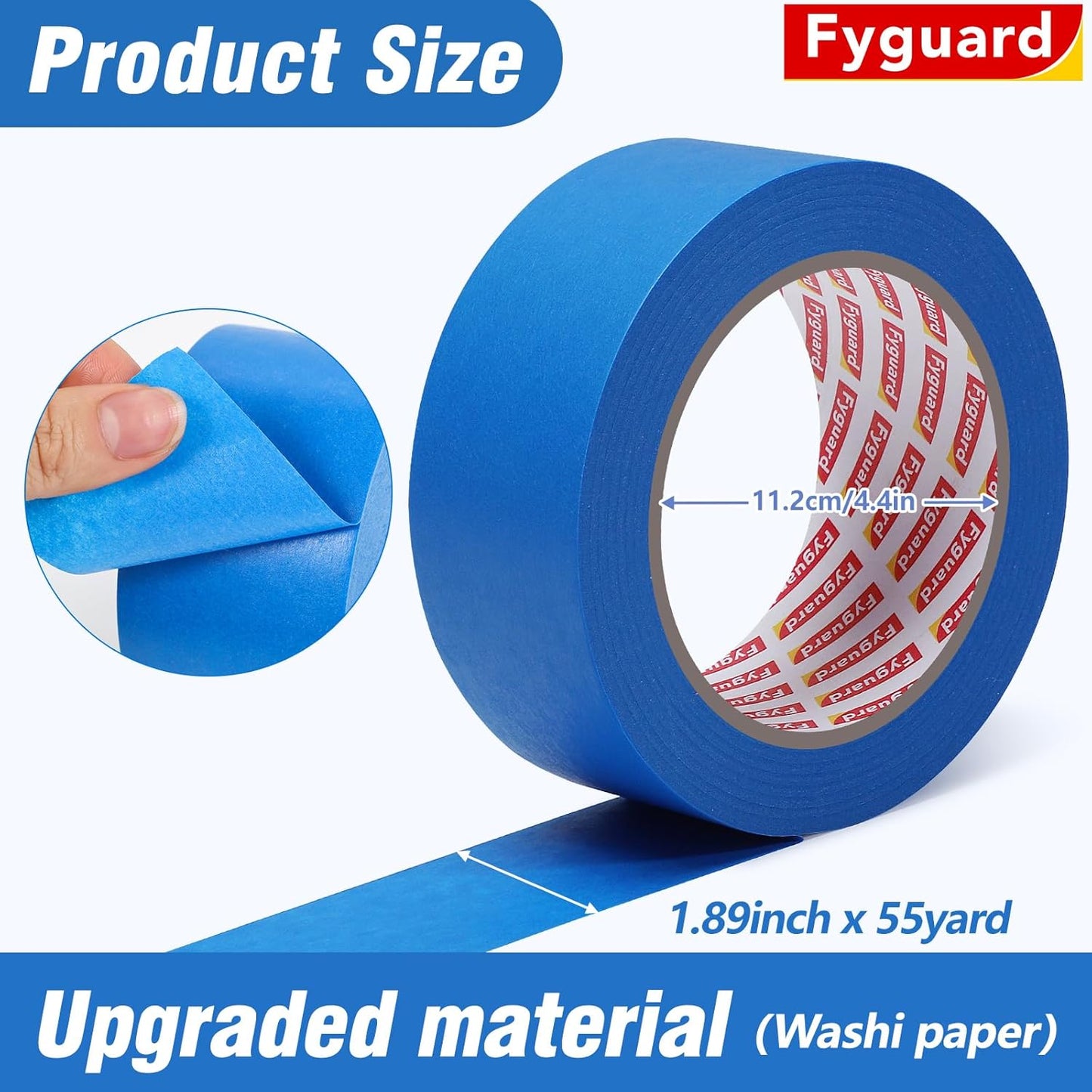 5 Rolls Painters Tape 2 Inch Wide, Blue Painters Tape Bulk 1.89In × 55Yd × 5 Rolls Blue Tape, Multi-Surface Masking Tape for Wall Painting Edge Treatment DIY Crafts, Total 275 Yards