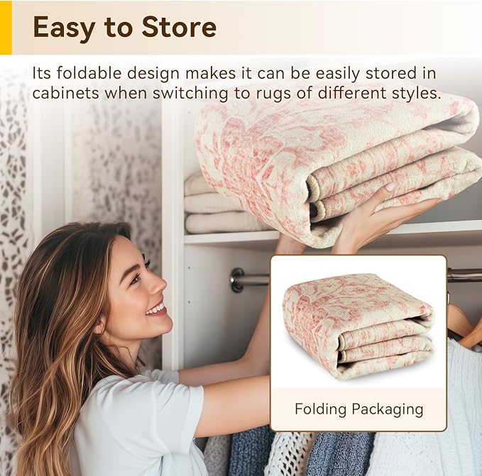 RELEANY Area Rugs 6'x9' Washable Non-Slip, Floral Vintage Distress Print - Image 5