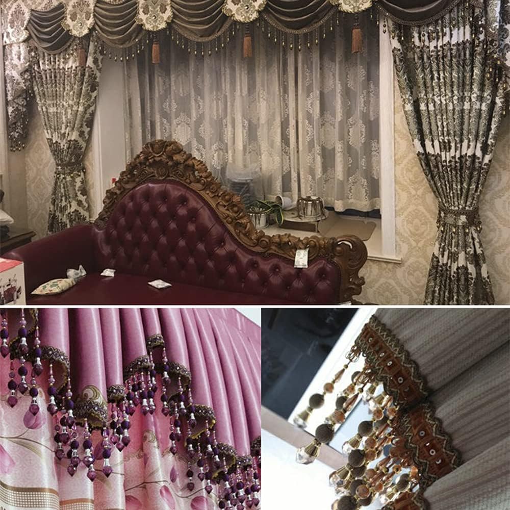 3yards Beading Fringe Trimming Long Beads Tassel Curtain Trim Ribbon Trim for Cover Edge Decorative (beige)
