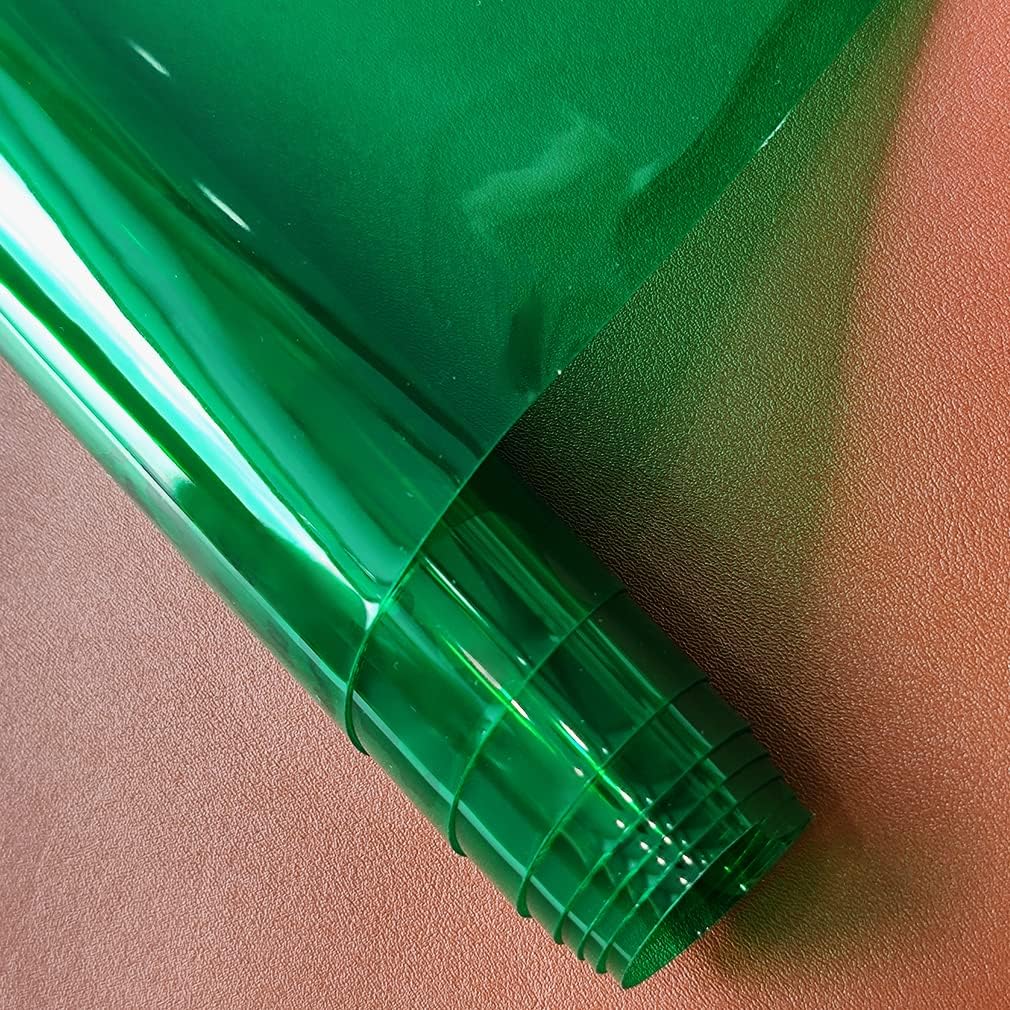HYANG ForestGreen Transparent PVC Super Clear Holographic Vinyl Faux Leather Sheets 1 Roll 12" x 47" (30cm x 120cm) for DIY Bows Earrings Bags DIY Crafts Making