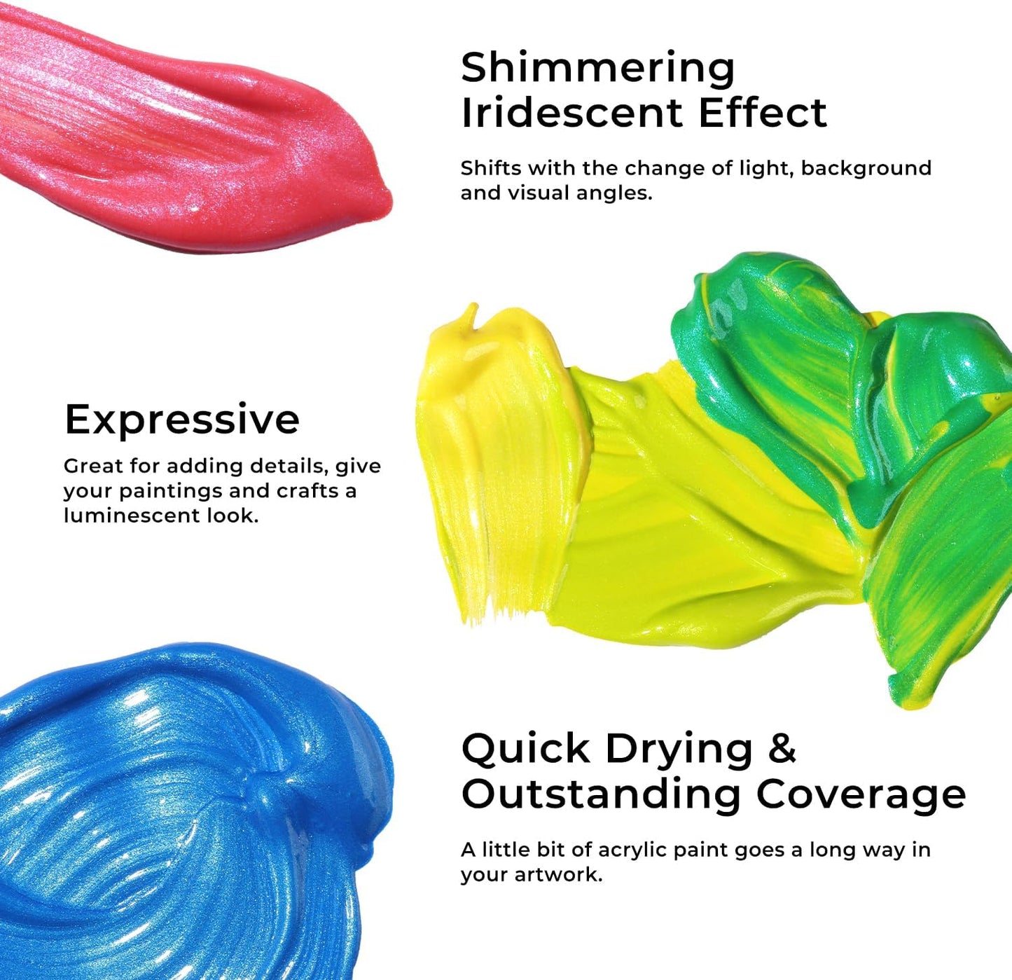 ARTME Iridescent Acrylic Paint Set, 20 Chameleon Colors in 2 oz/60ml Bottles, Color-shifting Acrylic Paint Perfect for Artists, Beginners on Canvas, Rocks, Wood, Fabric, Ceramic