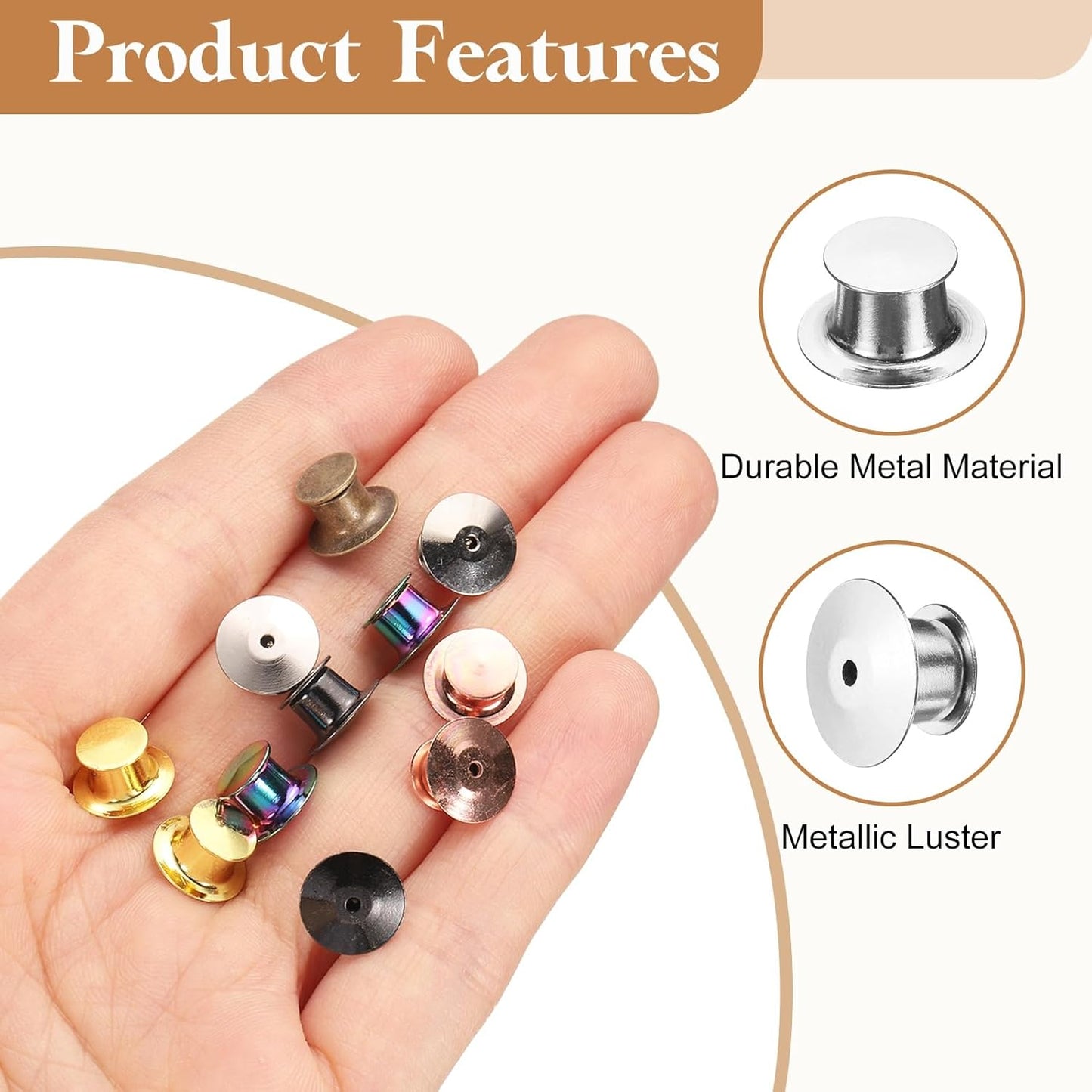 uxcell 30Pcs Metal Locking Pin Backs, Pin Keepers Locking Clasp Flat Head Clamp Needle Back Lock for DIY Brooch Crafts Badges Enamel Lapel, Silver