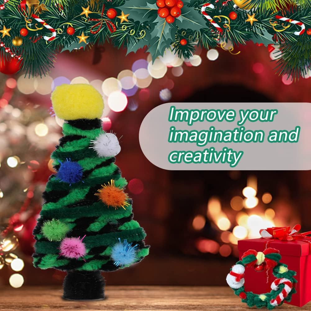 kdafio 120 Pcs Dark Green Pipe Chenille Stems, Chenille Stems Pipe Cleaners Long Craft Pipe Cleaners Pipe Cleaners for Hair Locs Beginner Creative Crafts Christmas Decorations