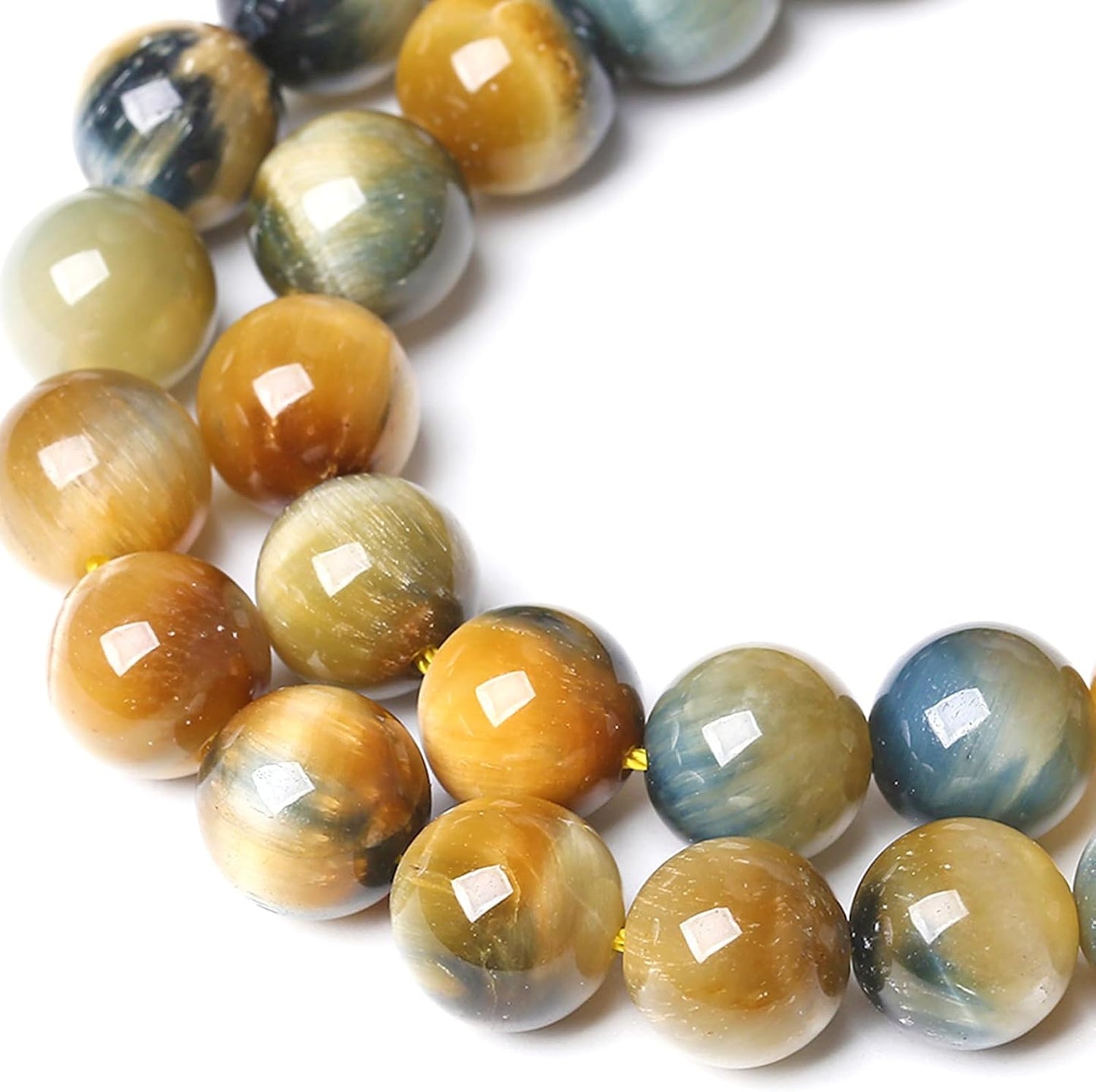 8MM Dream Blue Tiger Eye Stone Beads Natural Gemstone Round Loose Beads for Jewelry Making Bracelet Necklace 90pcs 2 Strands 32"
