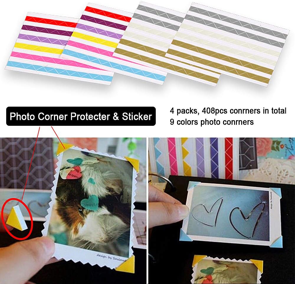 Photo Album DIY Scrapbook, 10x10 inch 50 Pages Vintage Leather Cover Three-Ring Binder Family Picture Booth Albums with 408pcs Self Adhesive Photos Corners for Memory Keep, Tree (Jasper Green)