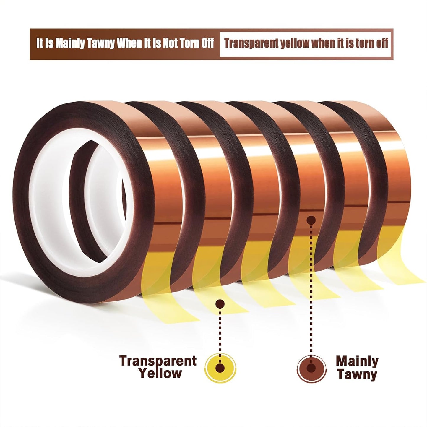 6 Rolls 10mm x16m(52FT) Heat Tape High Temperature Heat Resistant Tape Heat Transfer Tape for Heat Sublimation Press Vinyl,No Residue
