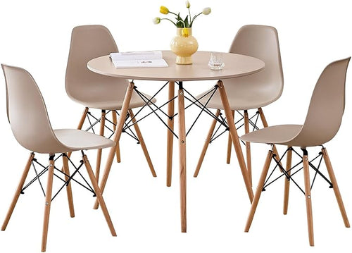 5-Piece Round Dining Table Set, Small 35.5" Kitchen Table Chairs Set of 4 Space by LECAFURHL