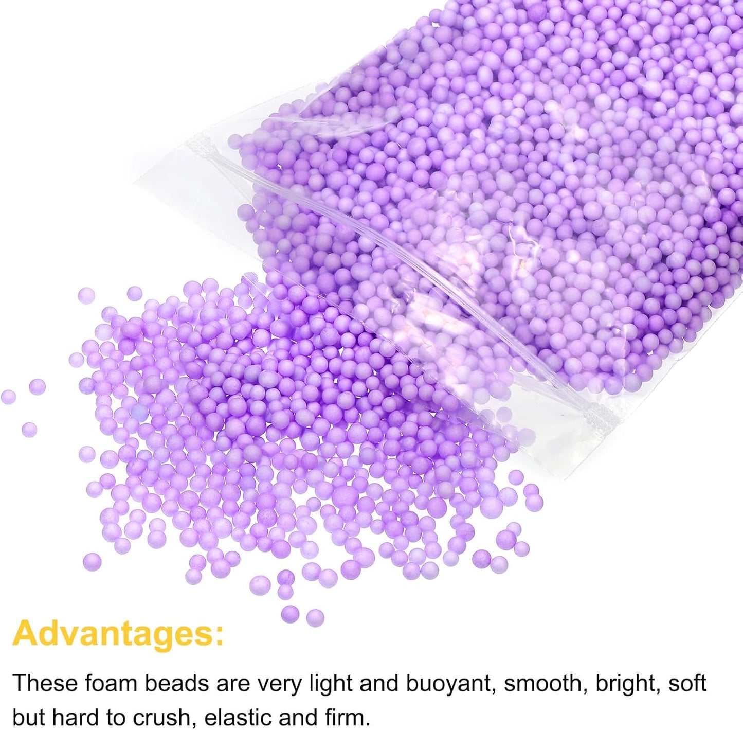 MECCANIXITY Foam Beads Foam Balls 4-6mm for Wedding and Party Decorations, Tiny Packing Balls, Arts DIY Crafts Supplies (Purple,1 Pack Approx 5000pcs)