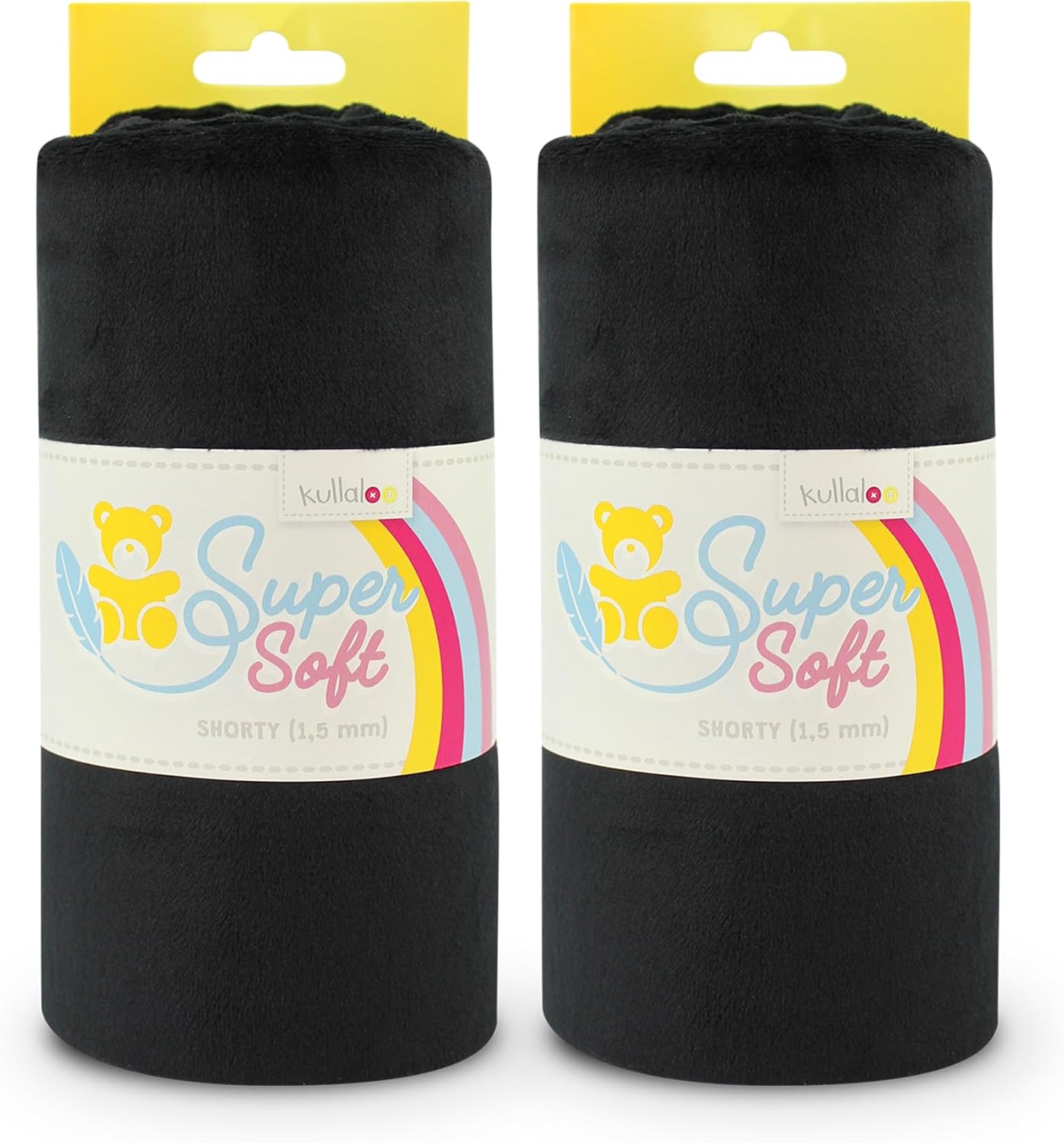 kullaloo Plush Fabric | Solid Black Minky Fabric for Sewing (Pack of 2) | Super Soft Cuddle Material | 39.5x29.5 | Plushies, Baby Blankets, Pillows, Dog Beds, Cat Beds, Baby Accessories, Apparel