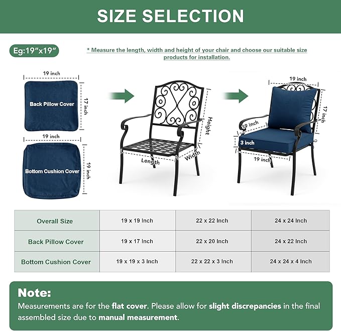 Summsun Outdoor Chair Cushions, Faux Linen Backrest and Deep Seat Cushion Set - Image 8