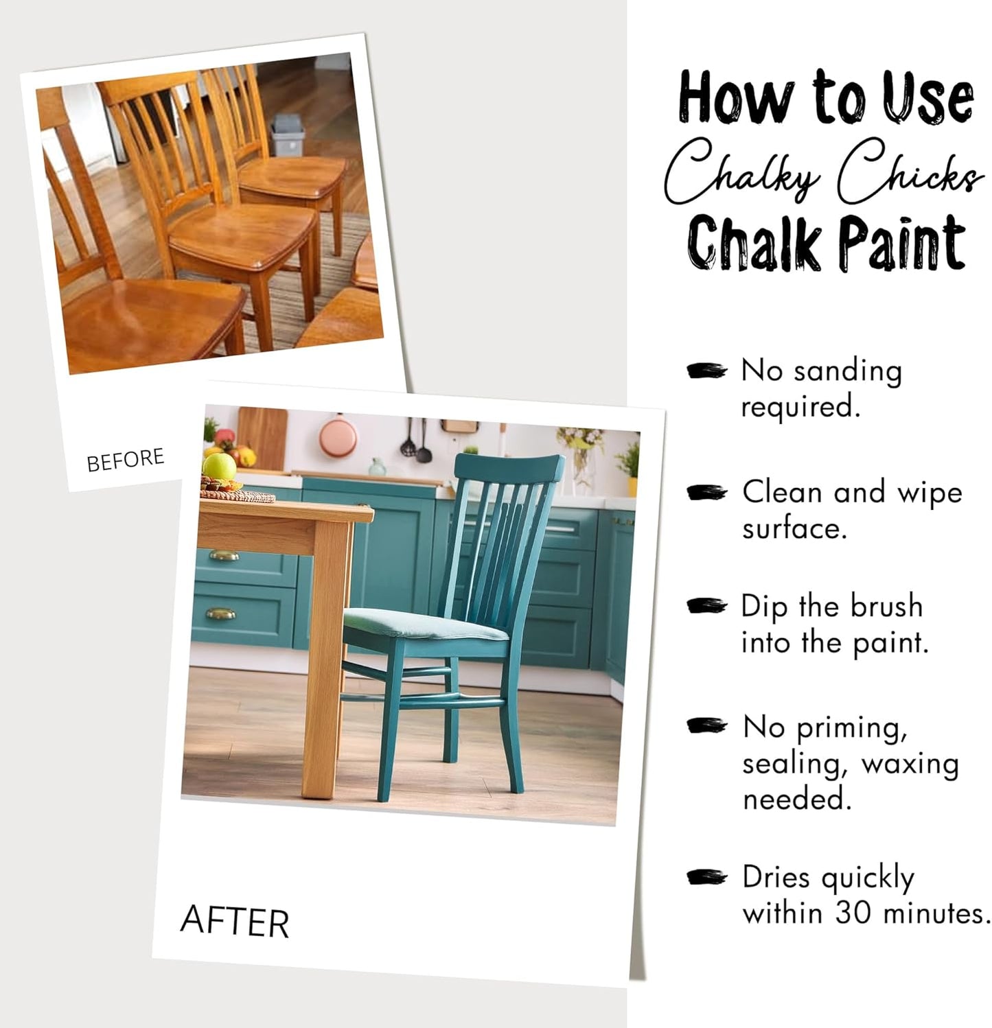 Chalky Chicks All-in-One Chalk Paint for Furniture or Cabinet - 16 Fl Oz - Matte Finish Poppy (Deep Red-Pink) for Metal, Wood Furniture Paint - No Sanding All-in-One for Home Decor & Crafts, USA Made
