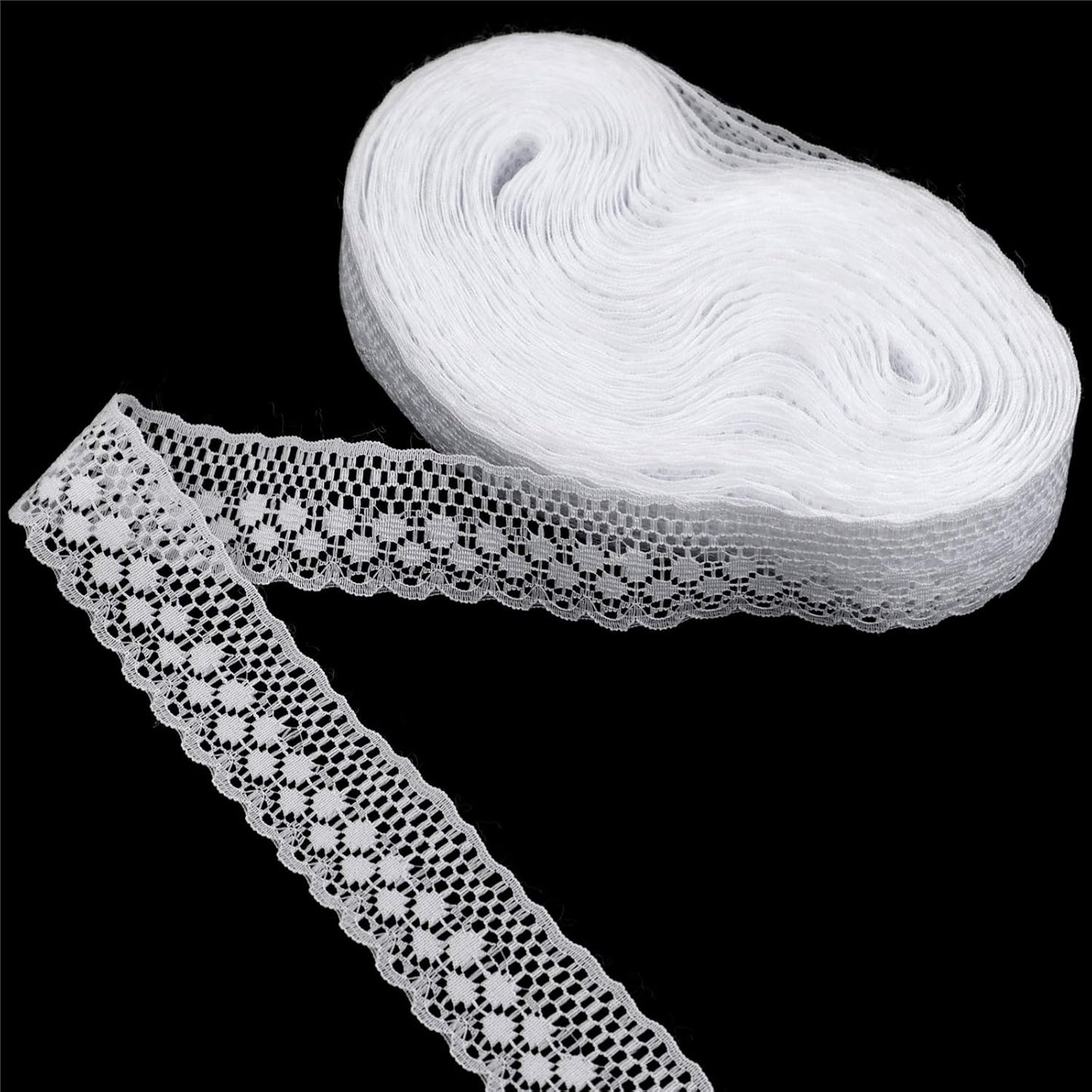 White Lace Ribbon Sewing Eyelet Lace Trim for Crafts Bridal Wedding Decorations, Bouquet and Gift Packaging (1.26Inch, 22 Yards)