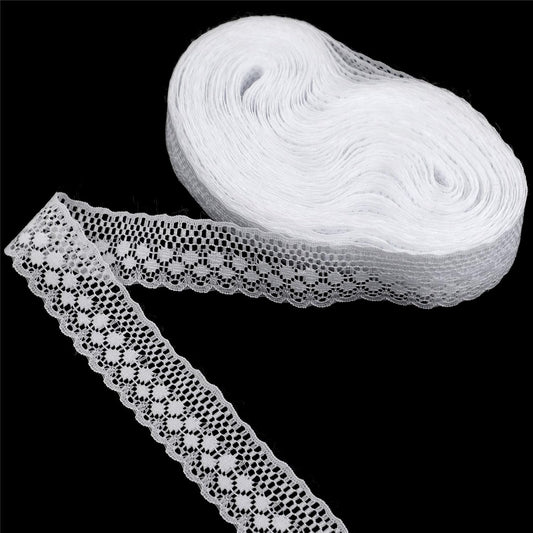 White Lace Ribbon Sewing Eyelet Lace Trim for Crafts Bridal Wedding Decorations, Bouquet and Gift Packaging (1.26Inch, 22 Yards)