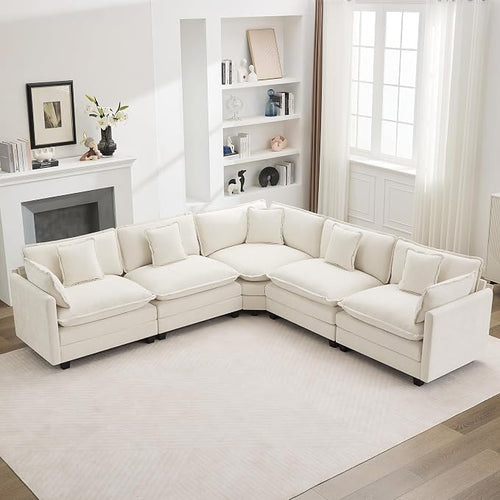 113'' V Shaped Cloud Sectional Sofa, Oversized Deep Seat Couches by WUTUTUEE