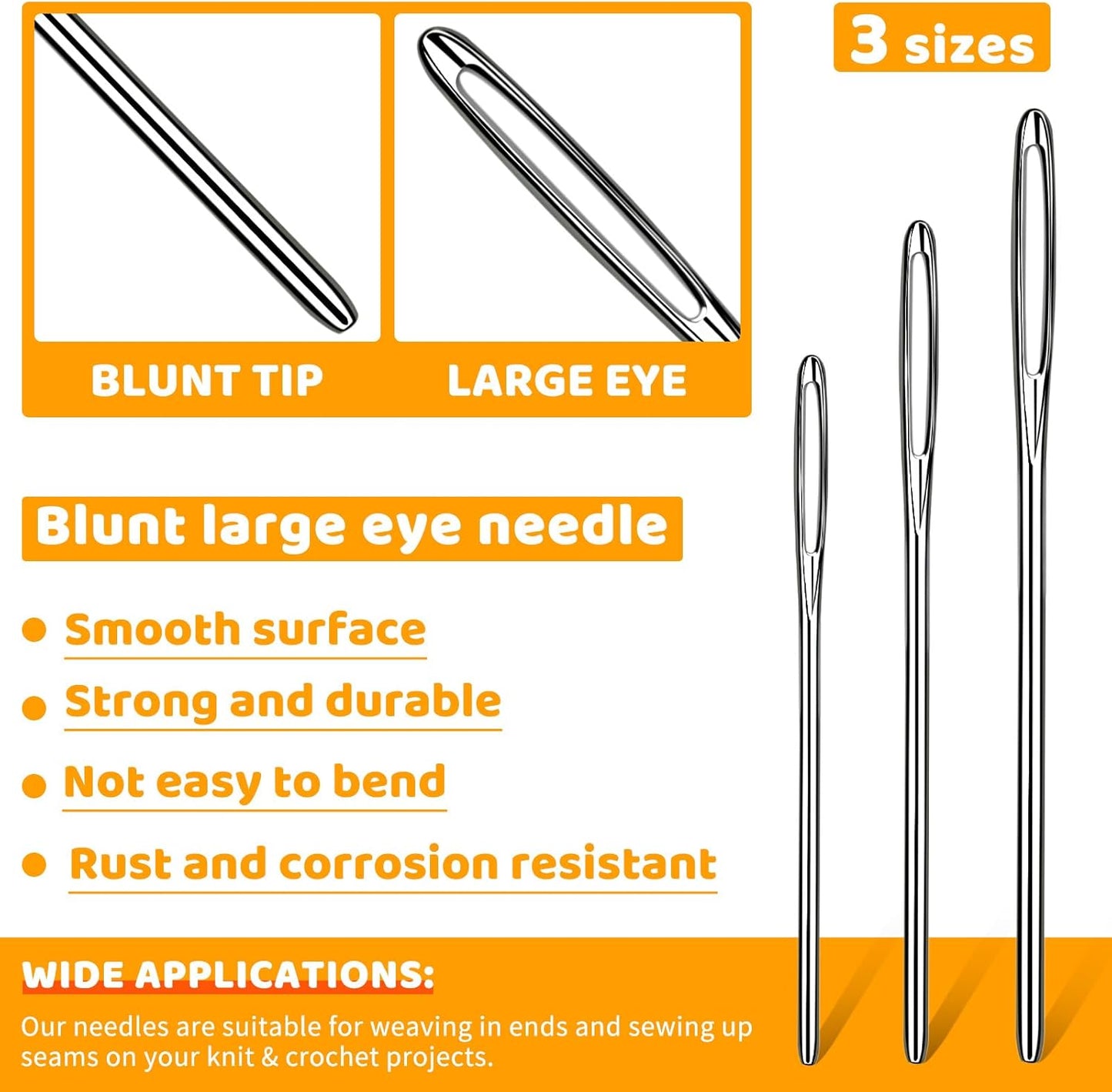 Yizzvb 50 Pcs Stitch Markers, Colorful Crochet Stitch Markers with Large-Eye Blunt Needles, Crochet Marker Ring for Knitting Crocheting DIY Craft Project with Storage Box