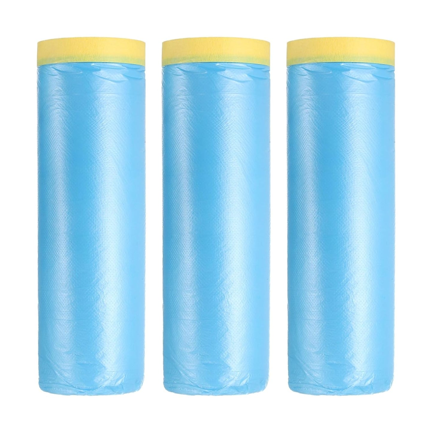 uxcell Pre-Taped Masking Film, 4.9ft x 66ft High-Tack Painters Tape Plastic Drop Cloth with High-Tack Painters Tape for Painting Protection Blue Film 3Pcs