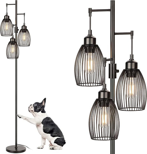 68’’ Dimmable Floor Lamp, 3 x 800LM LED Edison Bulbs Included, Industrial Floor by Torondo