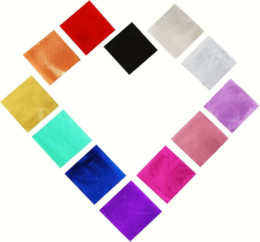 KINNO Gold Leaf Sheets 12 Colors 120 Sheets for DIY Art Decoration, Nails, Handicrafts, Bronzing, Furniture, Painting, Resin, 3.15 by 3.35 Inches