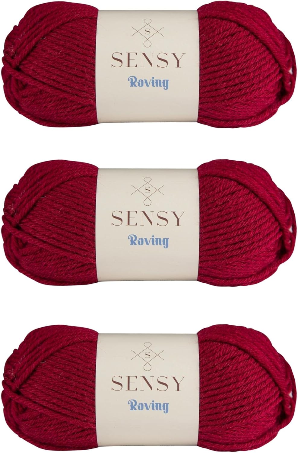 3 Skeins of Sensy Roving Yarn, 3.5 oz, 132 Yards, Gauge 5 Bulky (Burgundy)