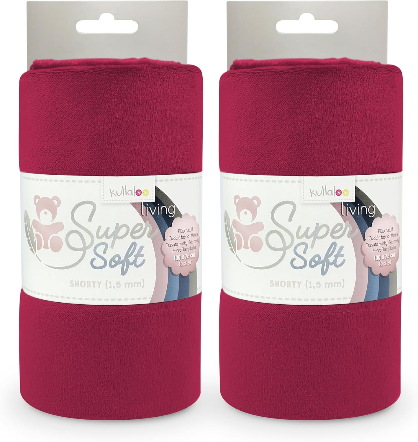 kullaloo Plush Fabric | Solid Burgundy Minky Fabric for Sewing (Pack of 2) | Super Soft Cuddle Material | 39.5x29.5 | Plushies, Baby Blankets, Pillows, Dog Beds, Cat Beds, Baby Accessories, Apparel