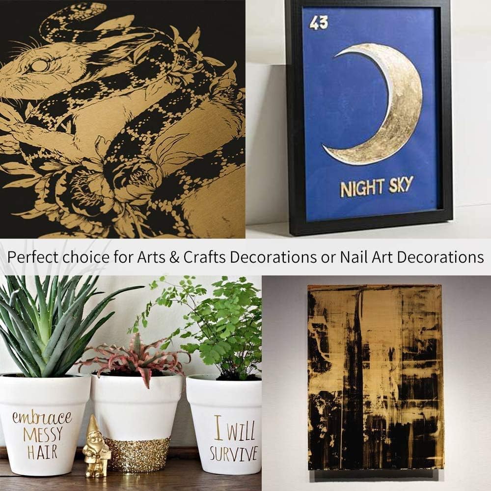 KINNO 12 Colors Imitation Gold Leaf Sheets Multi-Color Gold Leaf Paper - 600 Pieces for Arts Decoration, DIY Crafts, Furniture, Nails, Paintings 3.15 by 3.35 Inches